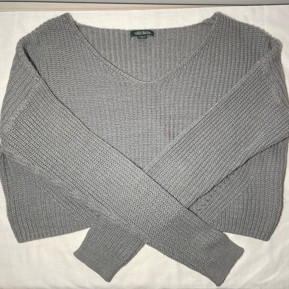 Adorable White Fable Grey Sweater
